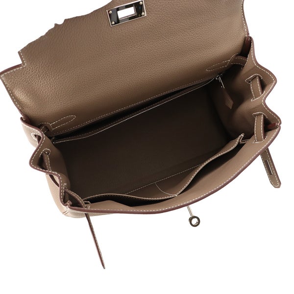エルメス ハンドバッグ ケリー28 内縫い エトゥープ/シルバー金具 トゴ B刻印 HERMES Kelly 2wayバッグ