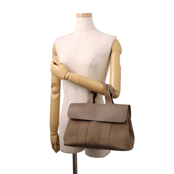 エルメス ハンドバッグ ヴァルパライソPM エトゥープ/シルバー金具 トワルシェブロン/レザー □J刻印 HERMES