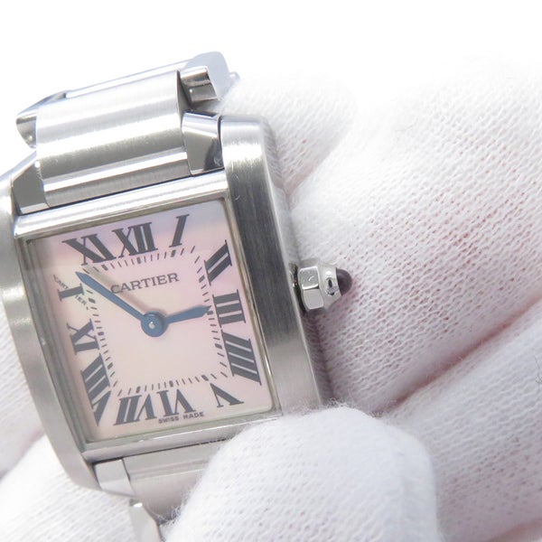 カルティエ タンクフランセーズ SM W51028Q3 Cartier 腕時計 レディース クォーツ ピンクシェル文字盤