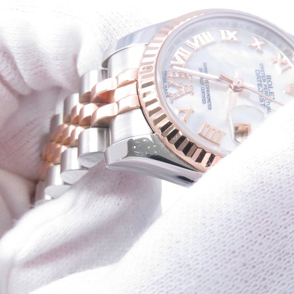 ロレックス デイトジャスト レディ SS/K18PG 179171NR ROLEX 腕時計 ホワイトシェル文字盤 VIダイヤ