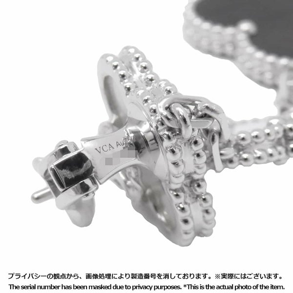 ヴァンクリーフ&アーペル ピアス マジック アルハンブラ イヤリング 3モチーフ ホワイト&グレー マザーオブパール カルセドニー K18WG