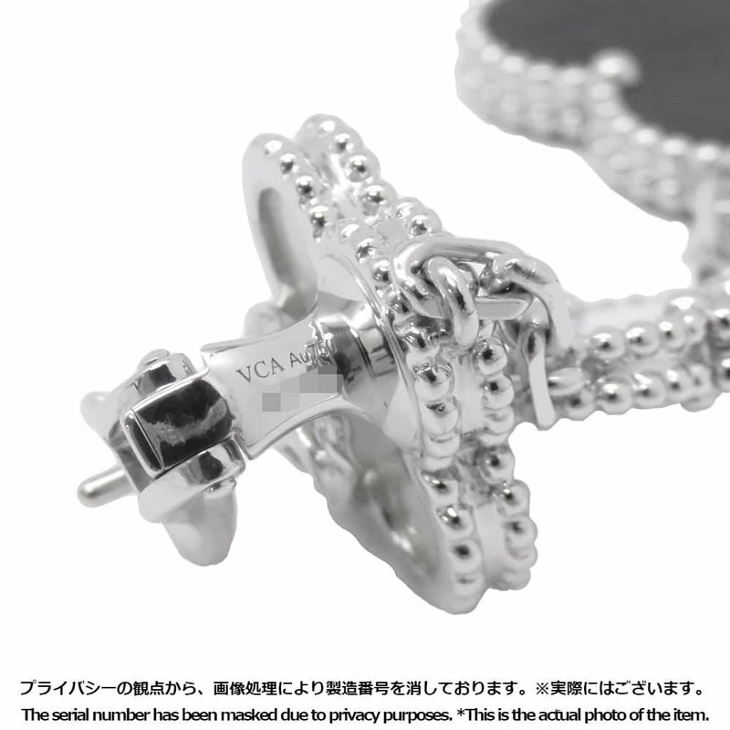 ヴァンクリーフ&アーペル ピアス マジック アルハンブラ イヤリング 3モチーフ ホワイト&グレー マザーオブパール カルセドニー K18WG