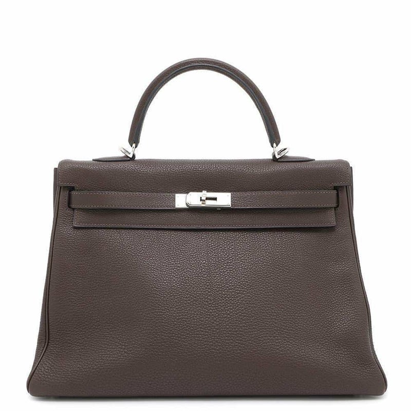 エルメス ハンドバッグ ケリー35 内縫い ショコラ/シルバー金具 トゴ □J刻印 2way