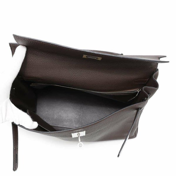 エルメス ハンドバッグ ケリー35 内縫い ショコラ/シルバー金具 トゴ □J刻印 2way