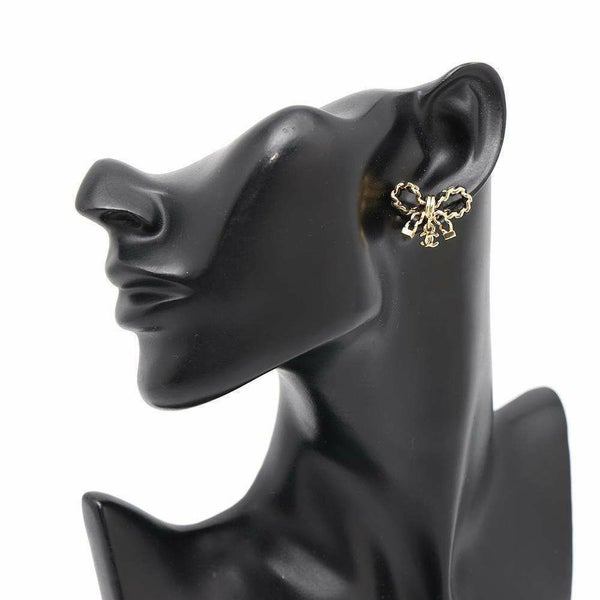 シャネル ピアス ココマーク リボン チェーン レザー I24 V AB8827 CHANEL アクセサリー 黒