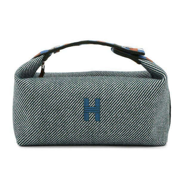 エルメス ポーチ ブリッド・ア・ブラック オ・カレ PM ヴェールフォレ/ベルフォーレ/シルバー金具 ウール HERMES