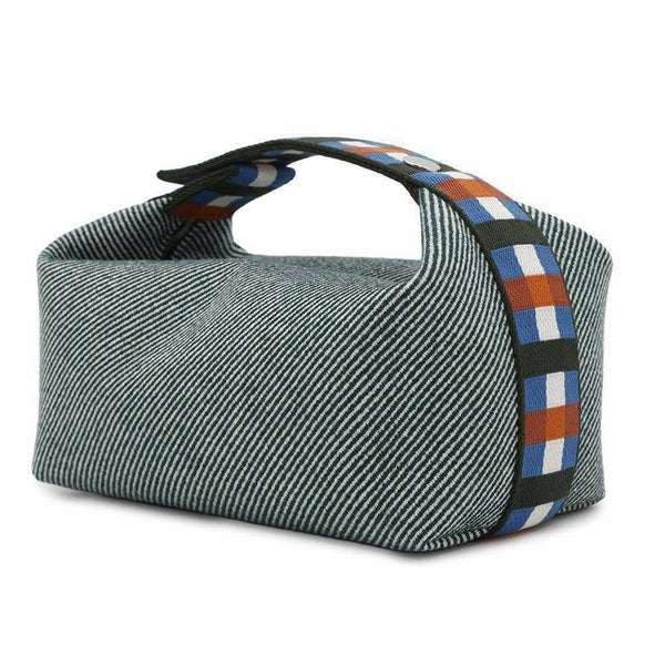 エルメス ポーチ ブリッド・ア・ブラック オ・カレ PM ヴェールフォレ/ベルフォーレ/シルバー金具 ウール HERMES