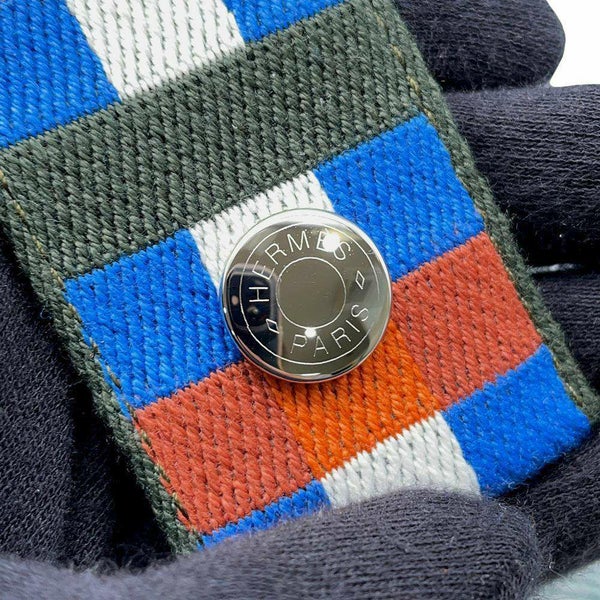 エルメス ポーチ ブリッド・ア・ブラック オ・カレ PM ヴェールフォレ/ベルフォーレ/シルバー金具 ウール HERMES