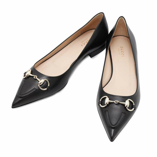 グッチ パンプス ホースビット付き フラットバレエシューズ レディースサイズ39 787776 GUCCI 靴 黒