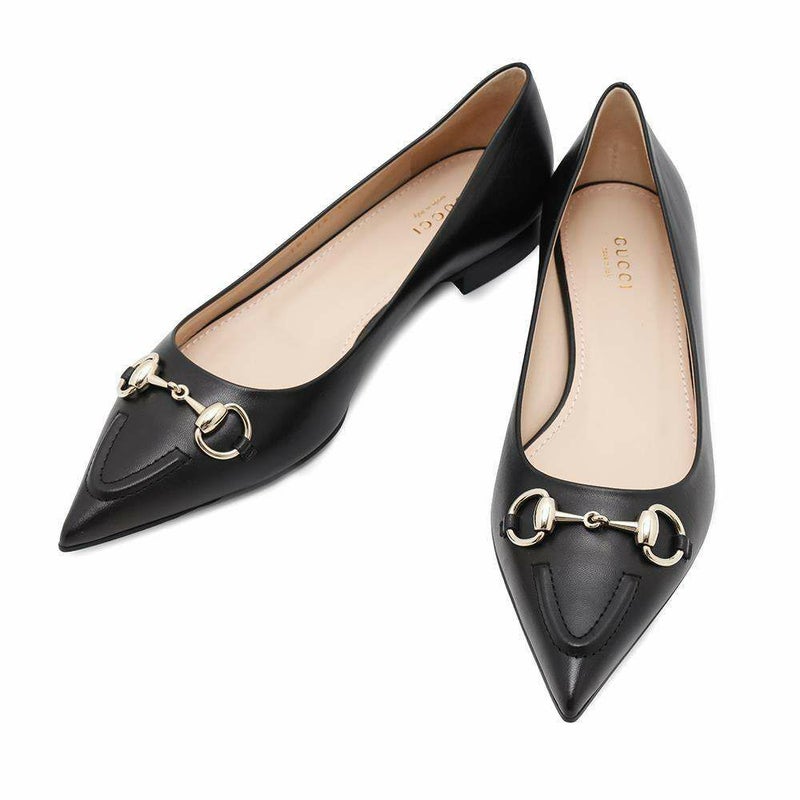 グッチ パンプス ホースビット付き フラットバレエシューズ レディースサイズ39 787776 GUCCI 靴 黒
