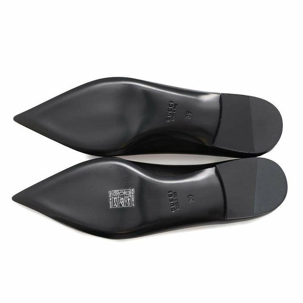 グッチ パンプス ホースビット付き フラットバレエシューズ レディースサイズ39 787776 GUCCI 靴 黒