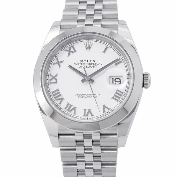ロレックス デイトジャスト41 ランダムシリアル ルーレット 126300 ROLEX 腕時計 白文字盤 ローマン