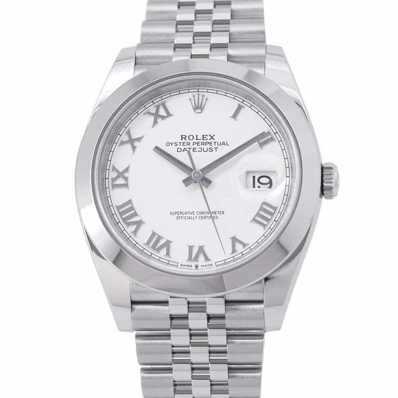 ロレックス デイトジャスト41 ランダムシリアル ルーレット 126300 ROLEX 腕時計 白文字盤 ローマン