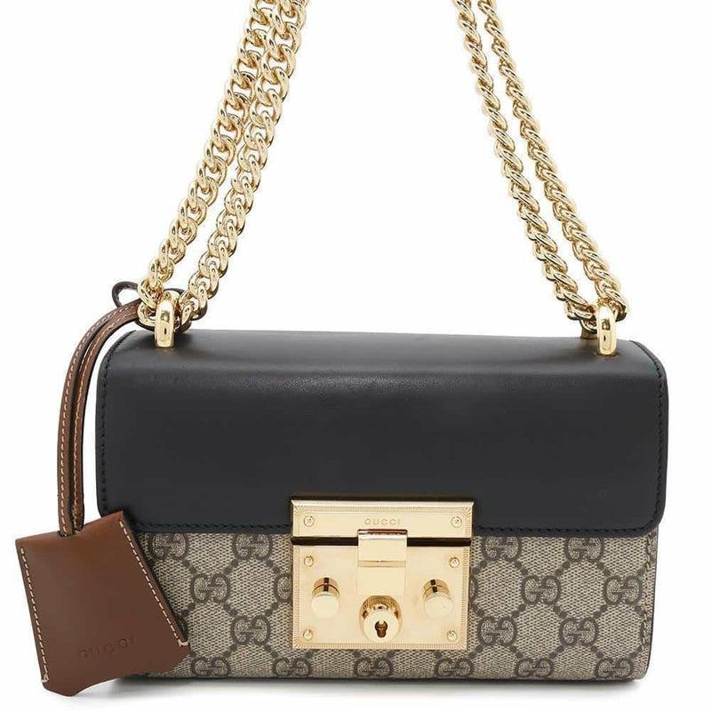 グッチ チェーンショルダーバッグ GGスプリーム パドロック スモール 409487 GUCCI 黒