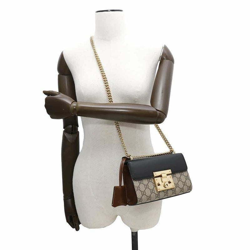 グッチ チェーンショルダーバッグ GGスプリーム パドロック スモール 409487 GUCCI 黒