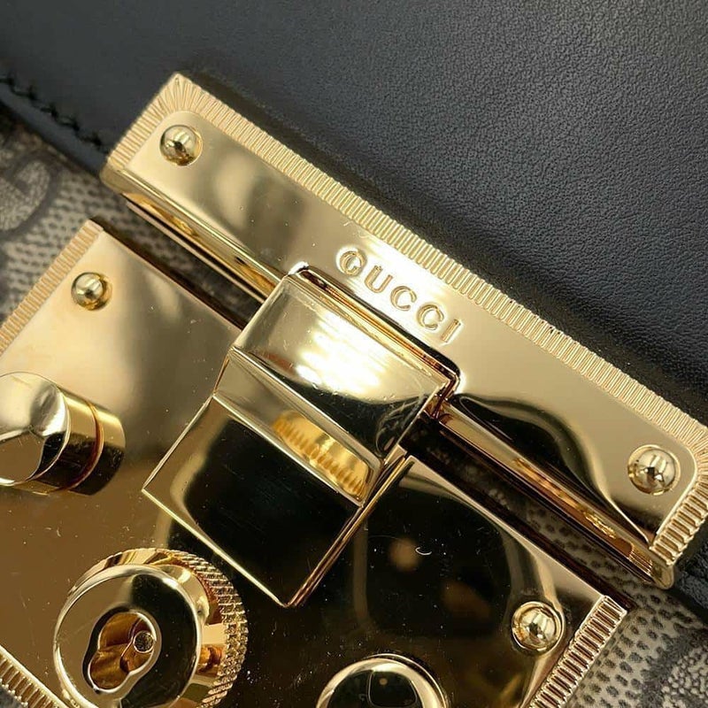 グッチ チェーンショルダーバッグ GGスプリーム パドロック スモール 409487 GUCCI 黒