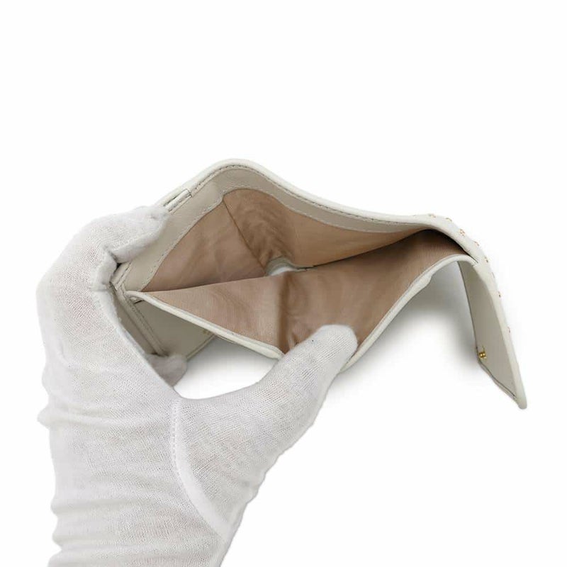 プラダ 三つ折り財布 ミニスタッズ レザー 1MH043 PRADA 財布 白