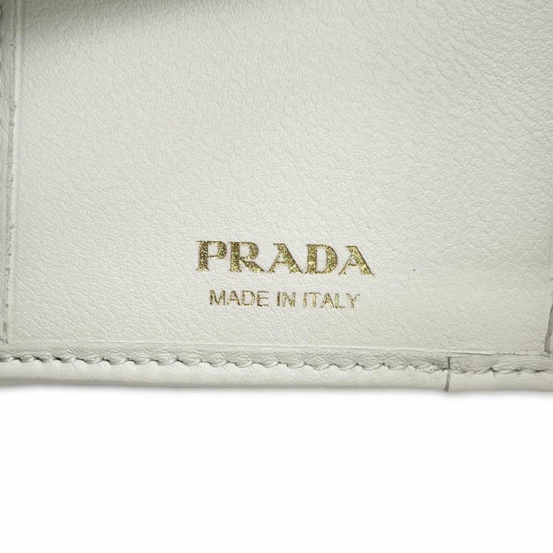 プラダ 三つ折り財布 ミニスタッズ レザー 1MH043 PRADA 財布 白