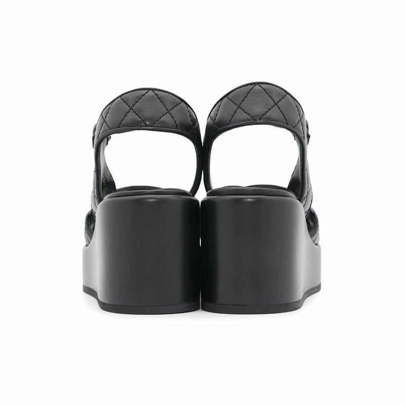 シャネル サンダル ココマーク マトラッセ ウェッジソール ラムスキン レディースサイズ38C G39918 CHANEL 靴 黒