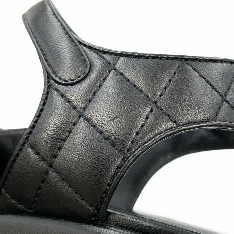 シャネル サンダル ココマーク マトラッセ ウェッジソール ラムスキン レディースサイズ38C G39918 CHANEL 靴 黒