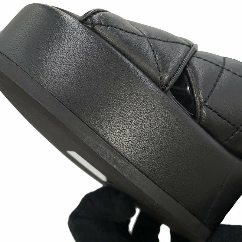 シャネル サンダル ココマーク マトラッセ ウェッジソール ラムスキン レディースサイズ38C G39918 CHANEL 靴 黒
