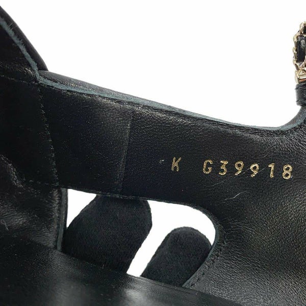 シャネル サンダル ココマーク マトラッセ ウェッジソール ラムスキン レディースサイズ38C G39918 CHANEL 靴 黒