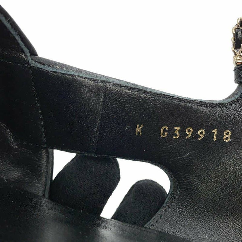 シャネル サンダル ココマーク マトラッセ ウェッジソール ラムスキン レディースサイズ38C G39918 CHANEL 靴 黒