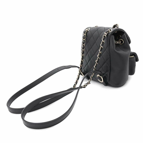 シャネル リュック マトラッセ ココマーク スモール ラムスキン AS3787 CHANEL バックパック 黒