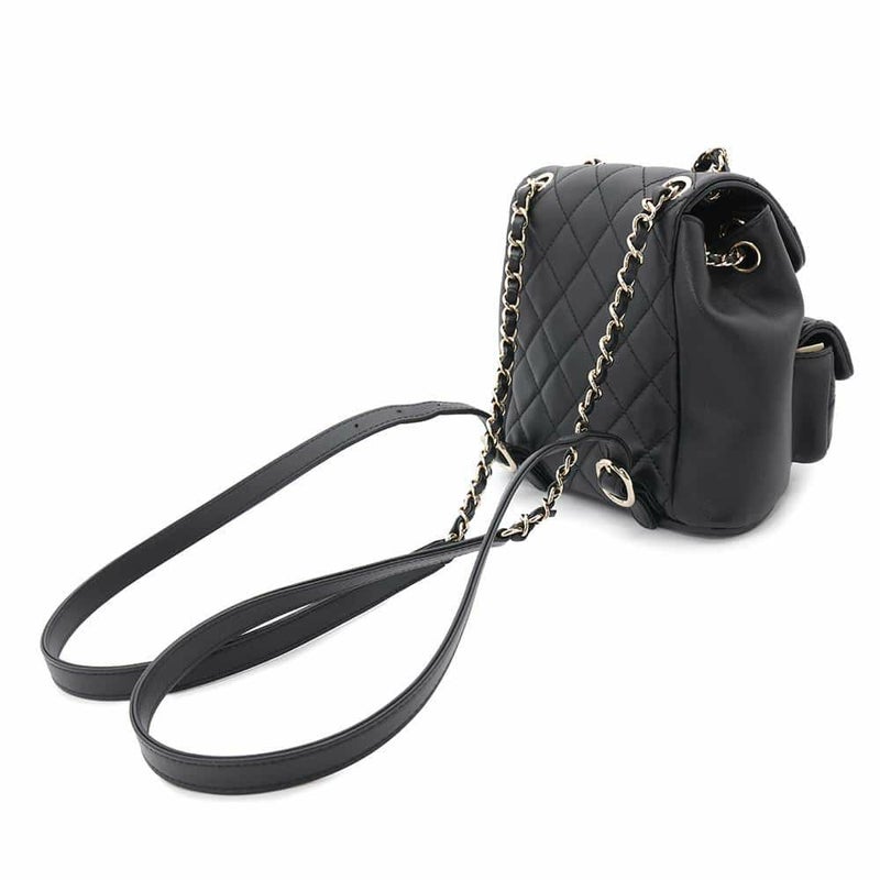 シャネル リュック マトラッセ ココマーク スモール ラムスキン AS3787 CHANEL バックパック 黒