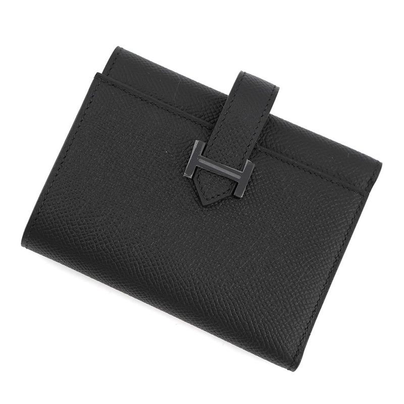 エルメス 三つ折り財布 ベアンコンビネ モノクローム ブラック/ブラック金具 エプソン U刻印 黒