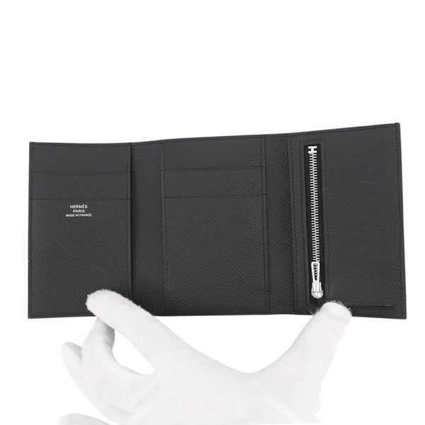 エルメス 三つ折り財布 ベアンコンビネ モノクローム ブラック/ブラック金具 エプソン U刻印 黒