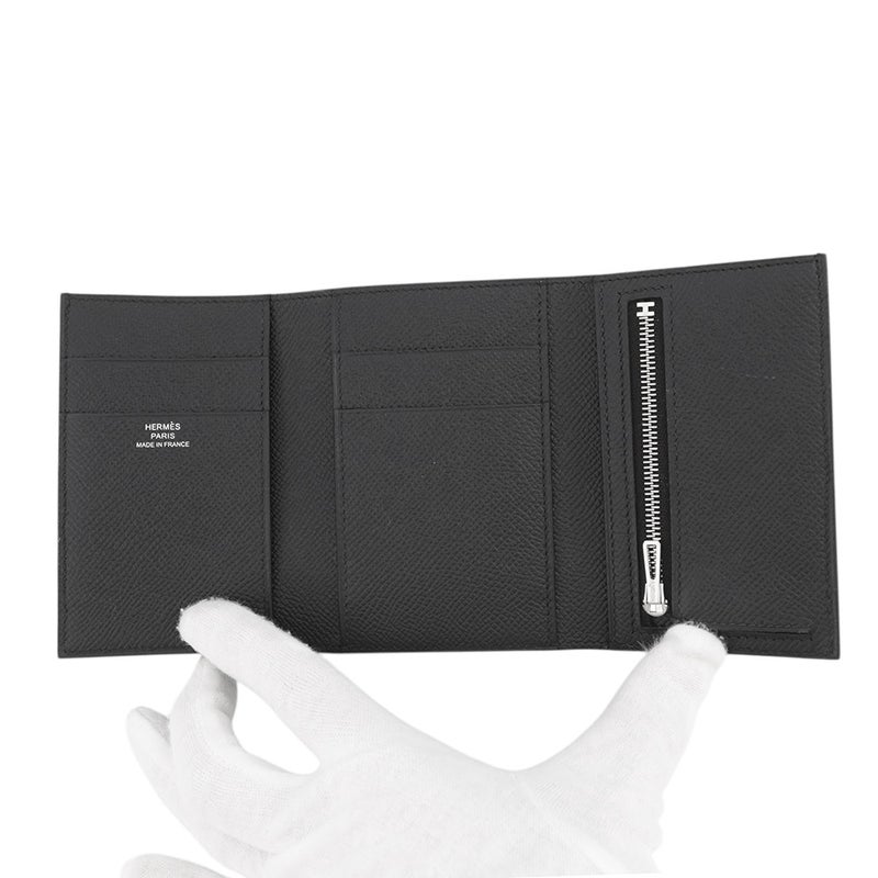 エルメス 三つ折り財布 ベアンコンビネ モノクローム ブラック/ブラック金具 エプソン U刻印 黒