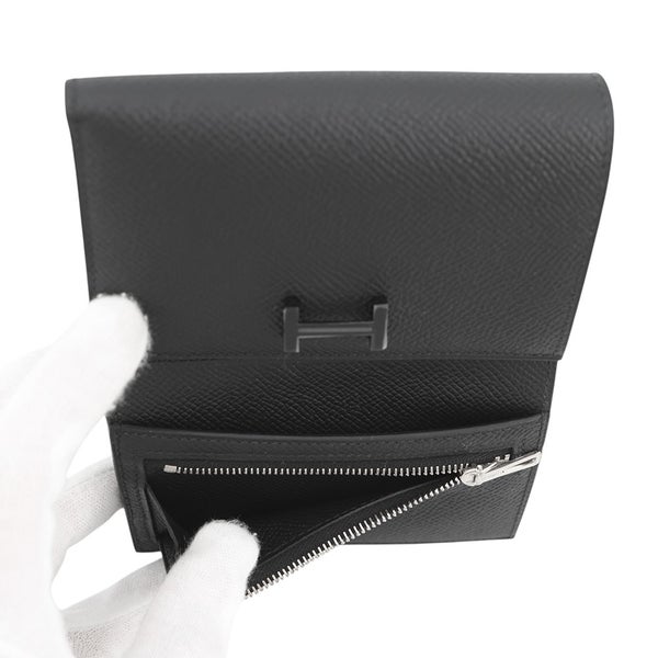 エルメス 三つ折り財布 ベアンコンビネ モノクローム ブラック/ブラック金具 エプソン U刻印 黒
