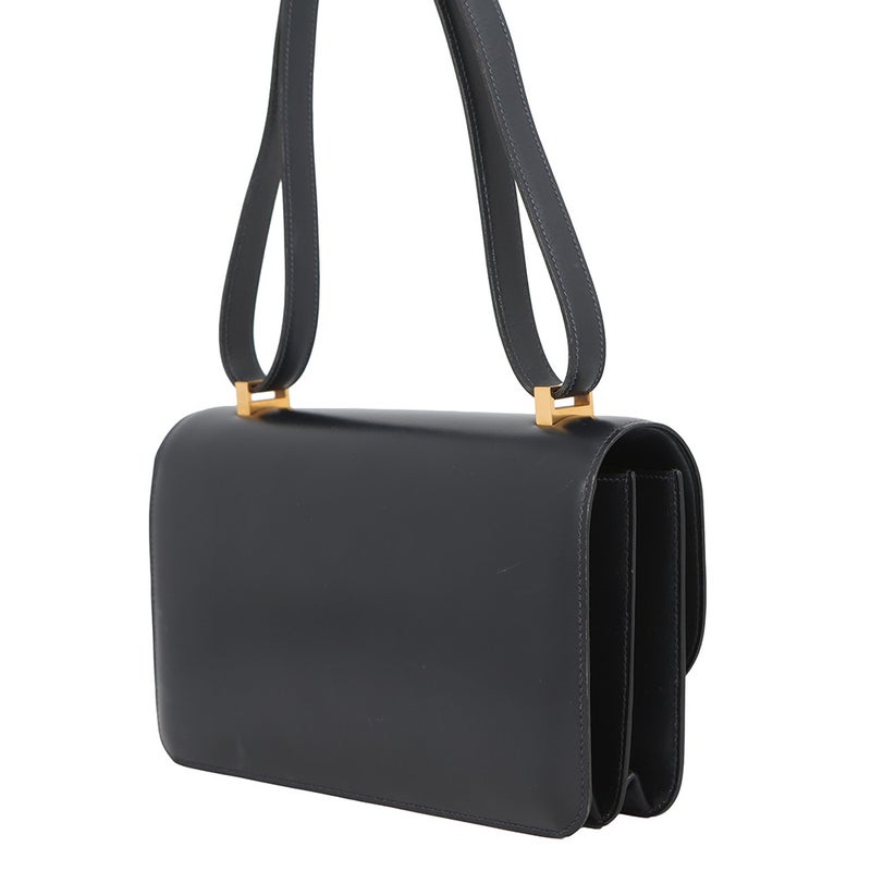 エルメス ショルダーバッグ リング バッグ ネイビー/ゴールド金具 ボックスカーフ 〇R刻印 HERMES バッグ