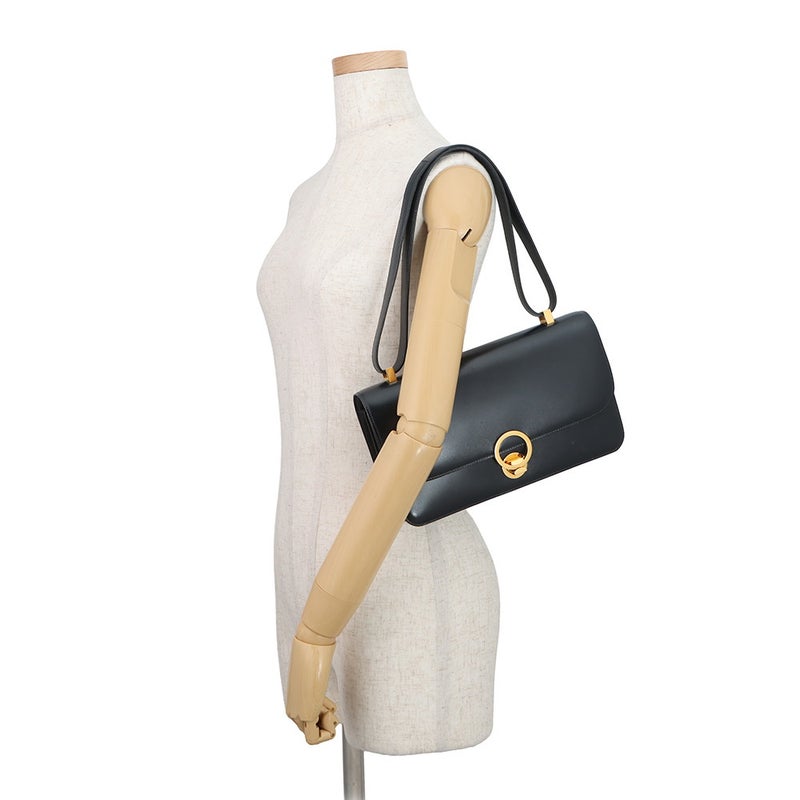 エルメス ショルダーバッグ リング バッグ ネイビー/ゴールド金具 ボックスカーフ 〇R刻印 HERMES バッグ