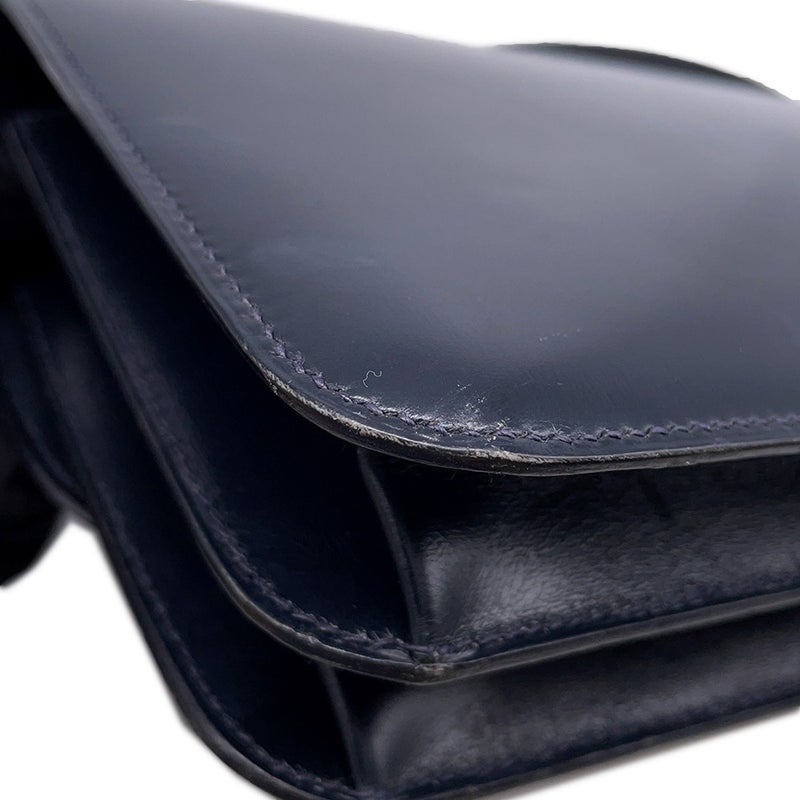 エルメス ショルダーバッグ リング バッグ ネイビー/ゴールド金具 ボックスカーフ 〇R刻印 HERMES バッグ