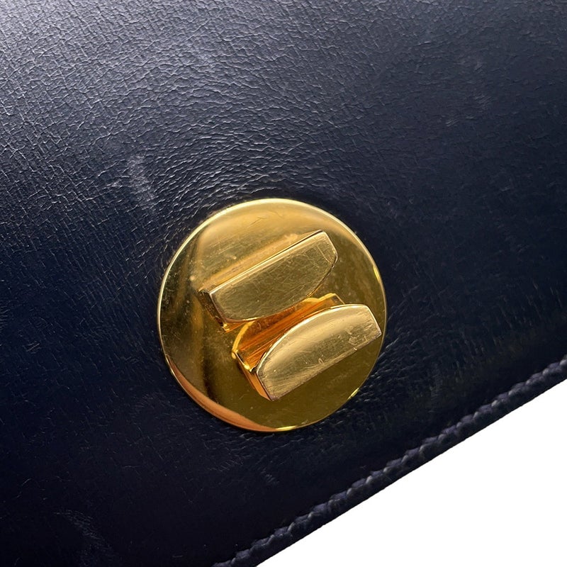 エルメス ショルダーバッグ リング バッグ ネイビー/ゴールド金具 ボックスカーフ 〇R刻印 HERMES バッグ