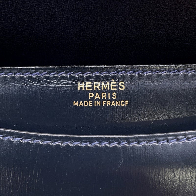 エルメス ショルダーバッグ リング バッグ ネイビー/ゴールド金具 ボックスカーフ 〇R刻印 HERMES バッグ