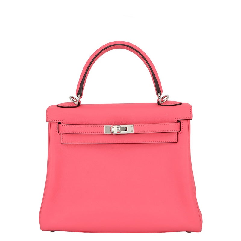エルメス ハンドバッグ ケリー25 内縫い ローズアザレ/シルバー金具 スイフト D刻印 HERMES 2wayバッグ