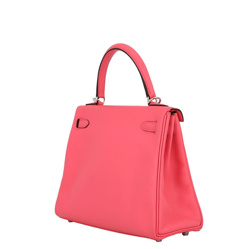 エルメス ハンドバッグ ケリー25 内縫い ローズアザレ/シルバー金具 スイフト D刻印 HERMES 2wayバッグ