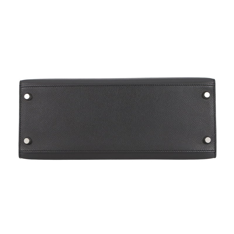 エルメス ハンドバッグ ケリー28 外縫い ブラック/シルバー金具 エプソン W刻印 HERMES Kelly 2wayバッグ 黒