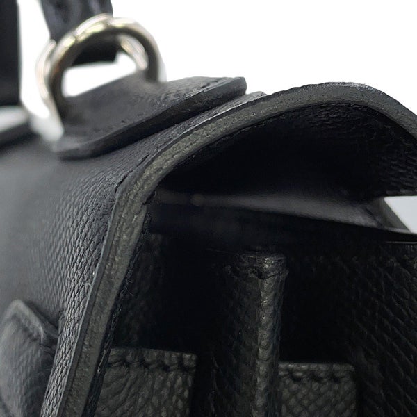 エルメス ハンドバッグ ケリー28 外縫い ブラック/シルバー金具 エプソン W刻印 HERMES Kelly 2wayバッグ 黒