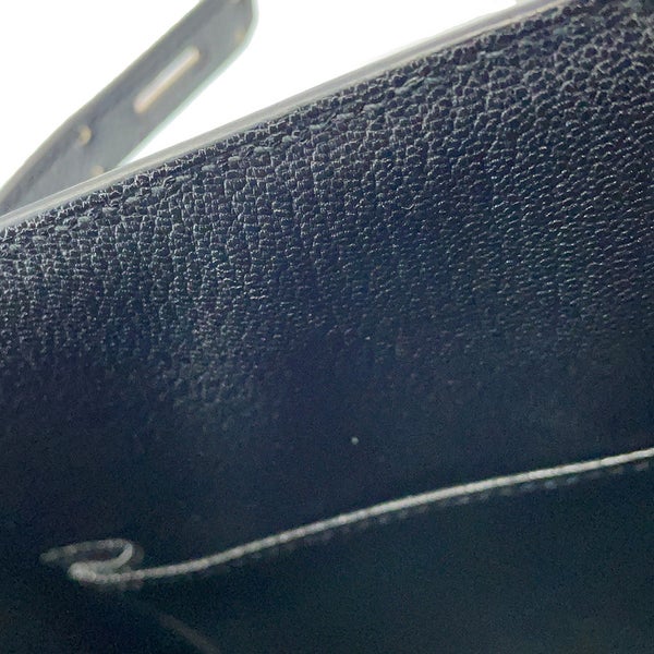 エルメス ハンドバッグ ケリー28 外縫い ブラック/シルバー金具 エプソン W刻印 HERMES Kelly 2wayバッグ 黒
