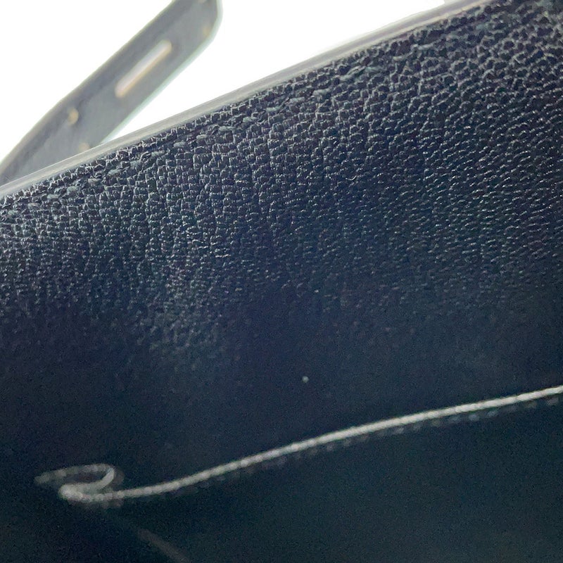 エルメス ハンドバッグ ケリー28 外縫い ブラック/シルバー金具 エプソン W刻印 HERMES Kelly 2wayバッグ 黒