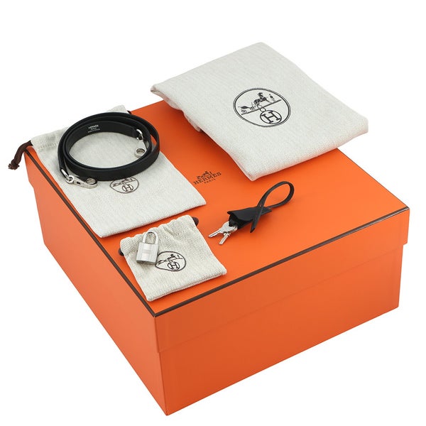 エルメス ハンドバッグ ケリー28 外縫い ブラック/シルバー金具 エプソン W刻印 HERMES Kelly 2wayバッグ 黒