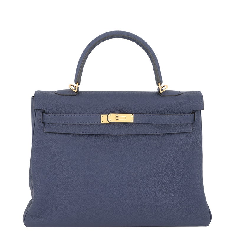 エルメス ハンドバッグ ケリー35 内縫い ブルーネイビー/ゴールド金具 トゴ B刻印 HERMES Kelly 2wayバッグ