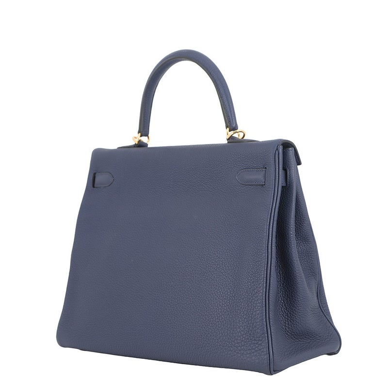エルメス ハンドバッグ ケリー35 内縫い ブルーネイビー/ゴールド金具 トゴ B刻印 HERMES Kelly 2wayバッグ