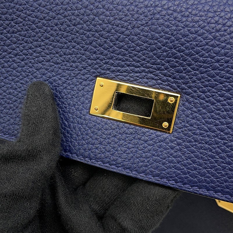 エルメス ハンドバッグ ケリー35 内縫い ブルーネイビー/ゴールド金具 トゴ B刻印 HERMES Kelly 2wayバッグ