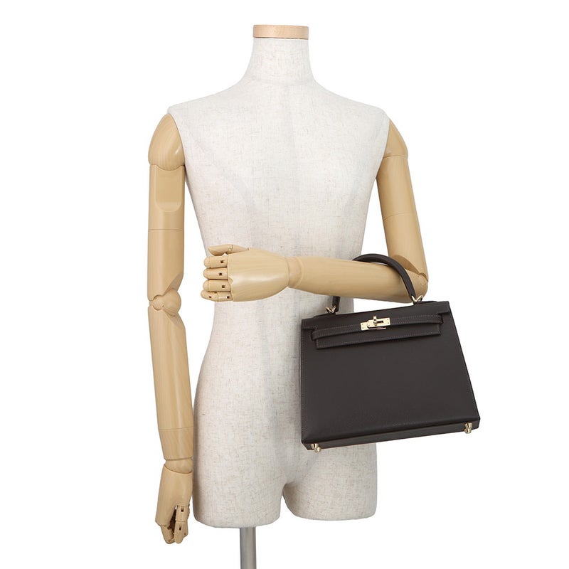 エルメス ハンドバッグ ケリー25 外縫い ベブラン/シャンパンゴールド金具 エプソン K刻印 HERMES Kelly 2wayバッグ