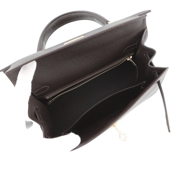 エルメス ハンドバッグ ケリー25 外縫い ベブラン/シャンパンゴールド金具 エプソン K刻印 HERMES Kelly 2wayバッグ